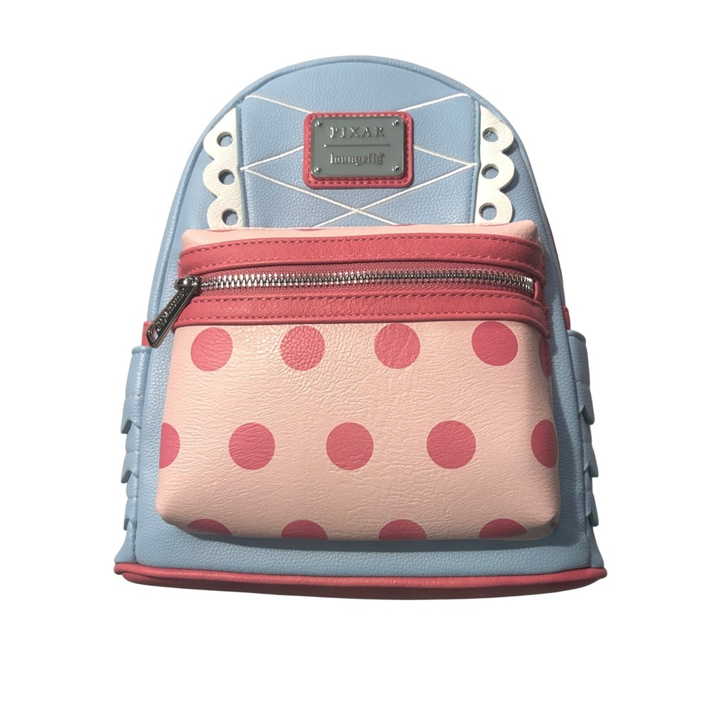 Loungefly‎ Pixar Toy Story Bo Peep Polka Dot Scalloped Mini Backpack Blue Pink